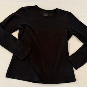 Cuddl Duds Fleecewear Stretch Black Crewneck Top Women's L
